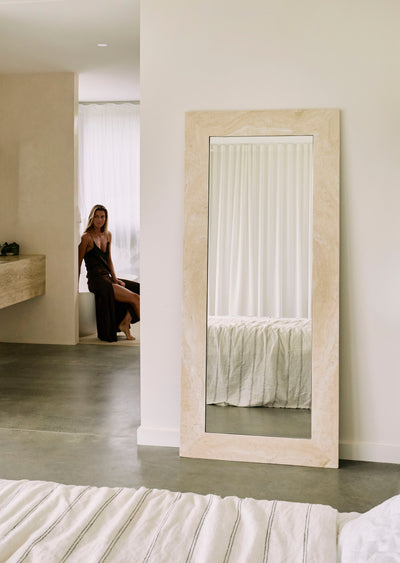 Suna Mirror - Crema Travertine